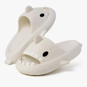 Unisex Shark Slippers Non-Slip Shark Slides, gray Men's 10/10.5 Women's 11.5/12